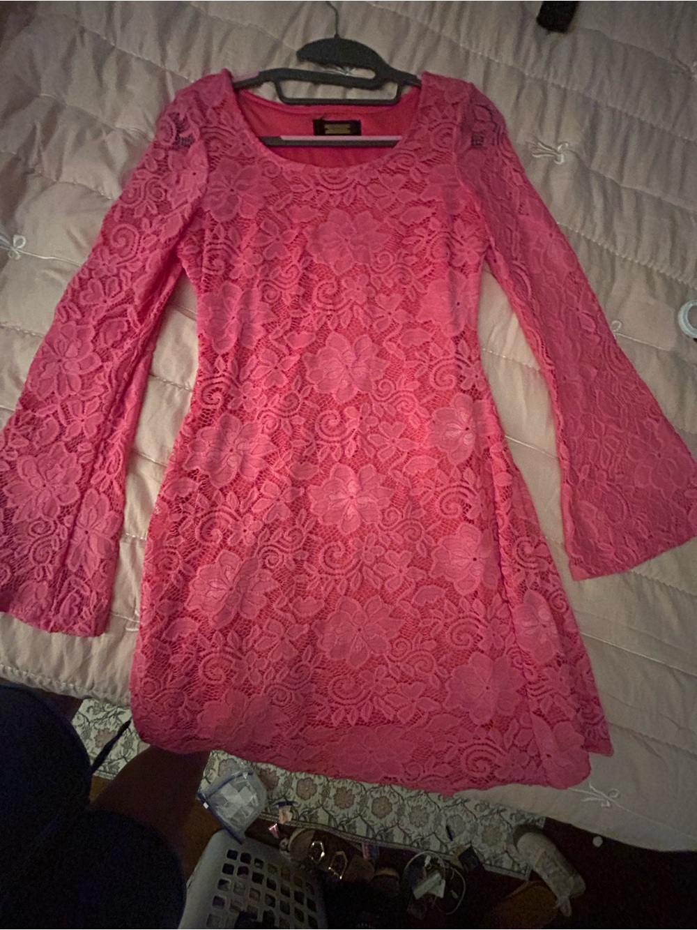 Alexia Admor Pink Lace Long-Sleeve Dress